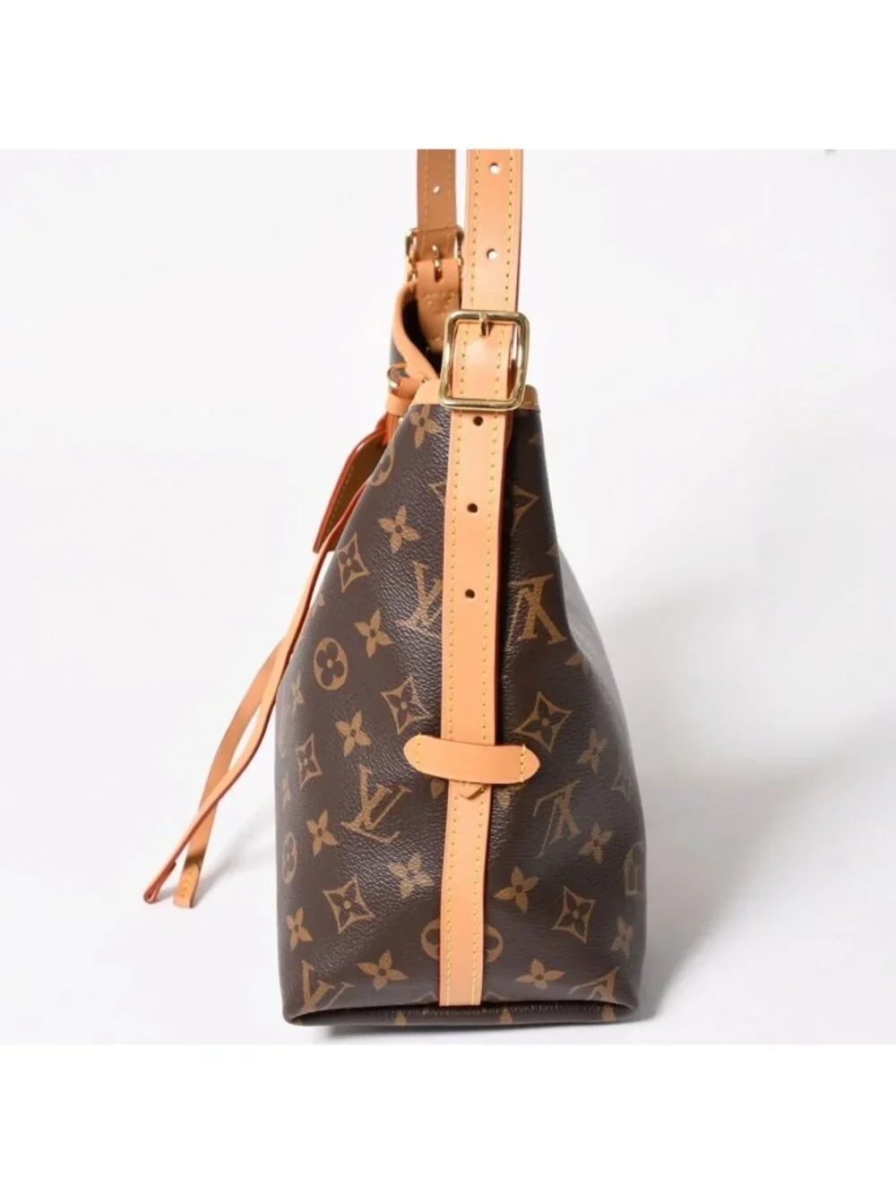 Louis Vuitton Carryall NM PM Bag Monogram Brown Leather Vachetta Gold